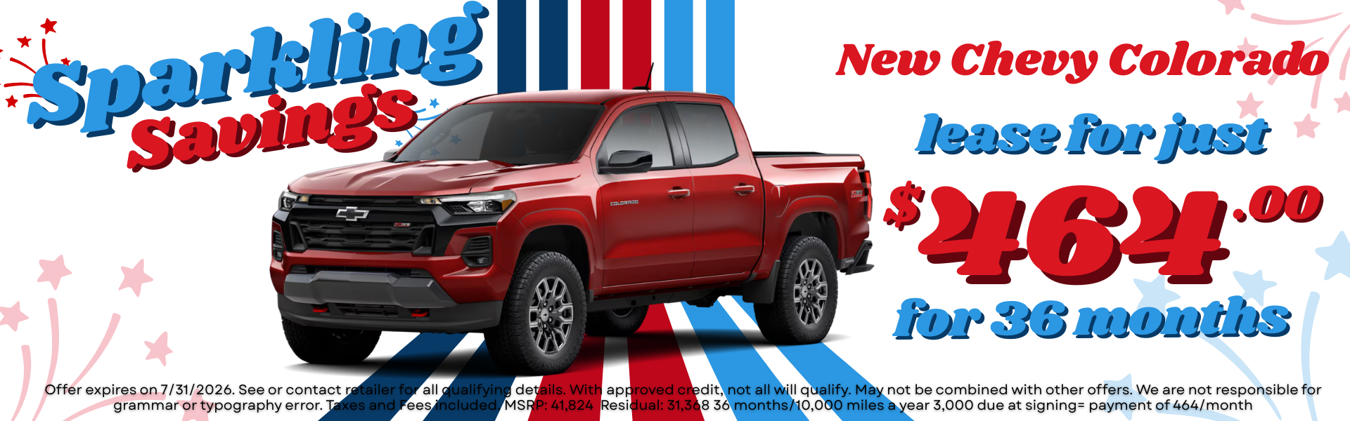 New Chevy Colorado lease for just 464 for 36 months 