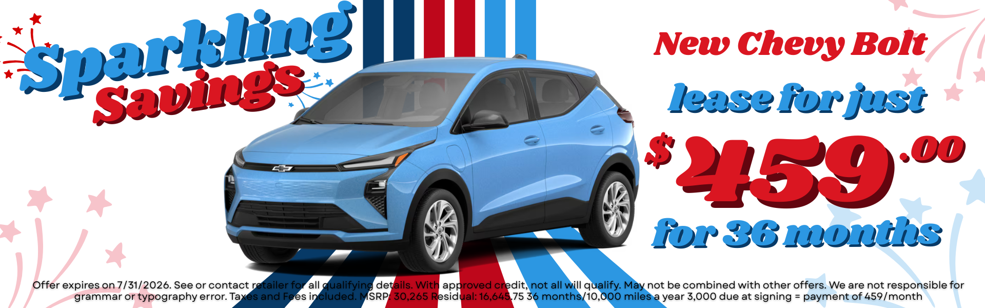 New Chevy Bolt lease for just 459 for 36 months